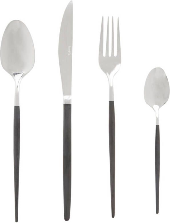 Amefa Soprano Bestekset 16 delig Matzwart/Zilver