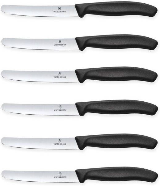 Victorinox Swiss Classic 6 delige Tafelmessenset Glad Lemmet Zwart