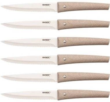 Homey's Homey&apos, s Vitt Steakmessenset 6 delig Rvs/tarwegras Microkartel