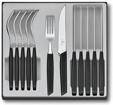 Victorinox Bestekset Swiss Modern 12 delig Zwart Steakmes/Vork