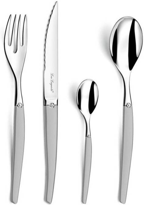 Lou Laguiole 24 delige Bestekset Jet satijn zilverkleurig