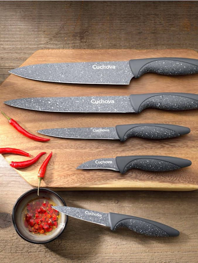 HSP Hanseshopping 5 delige messenset Ceraflon Diamant Antraciet